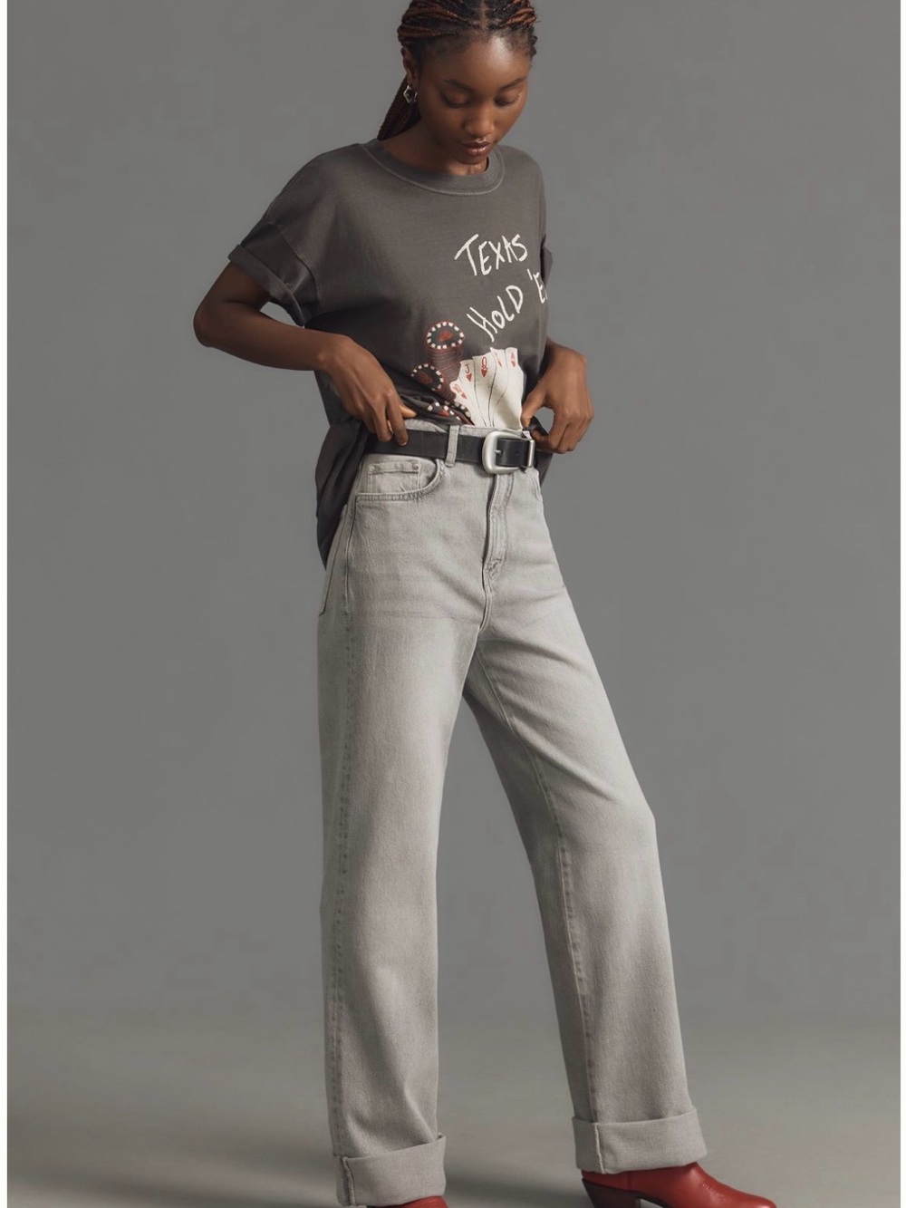 Pilcro austyn high rise Straight-Leg Jeans in Light Gray